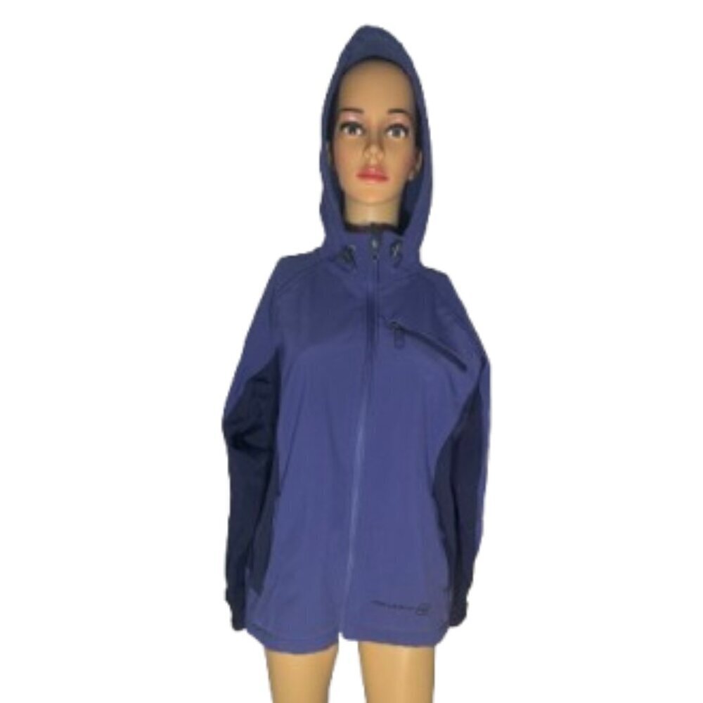 Free Country Women's Soft Sheet Fleece Purple Black Zipper Hooded Jacket Large
